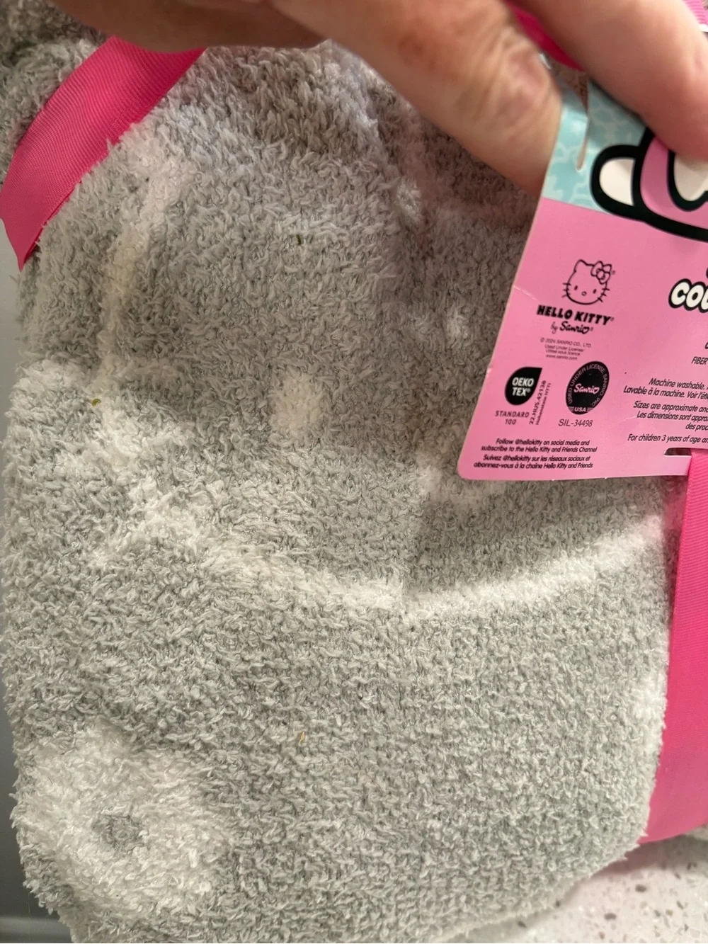 NEW Hello Kitty Twin Super Soft Blanket - Gray w/White Dots/Hello Kitty Faces